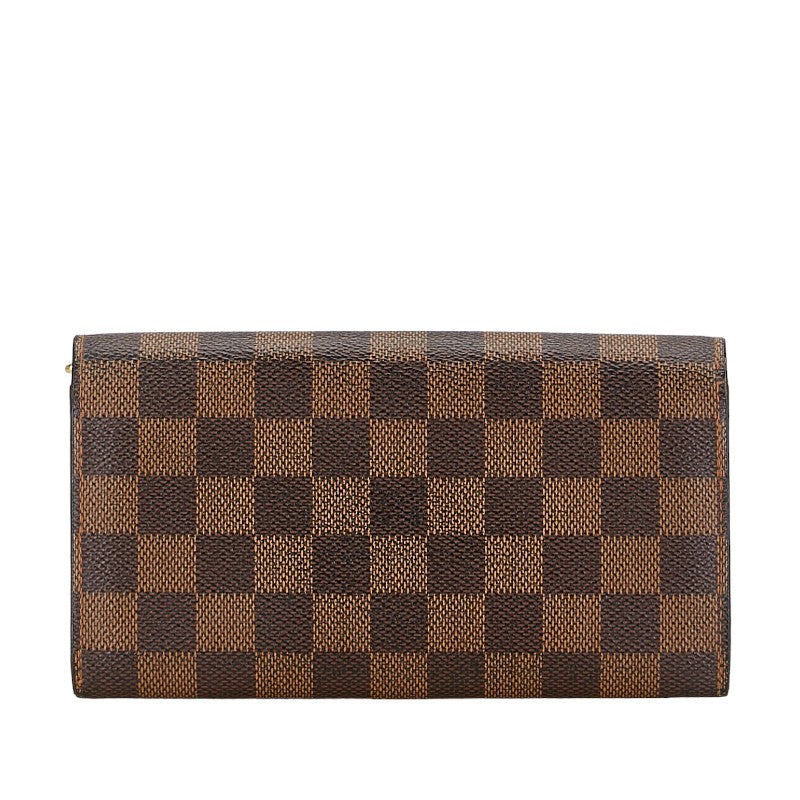 Louis Vuitton Damier Long Wallet N61724 Brown PVC Leather in Very Good Condition