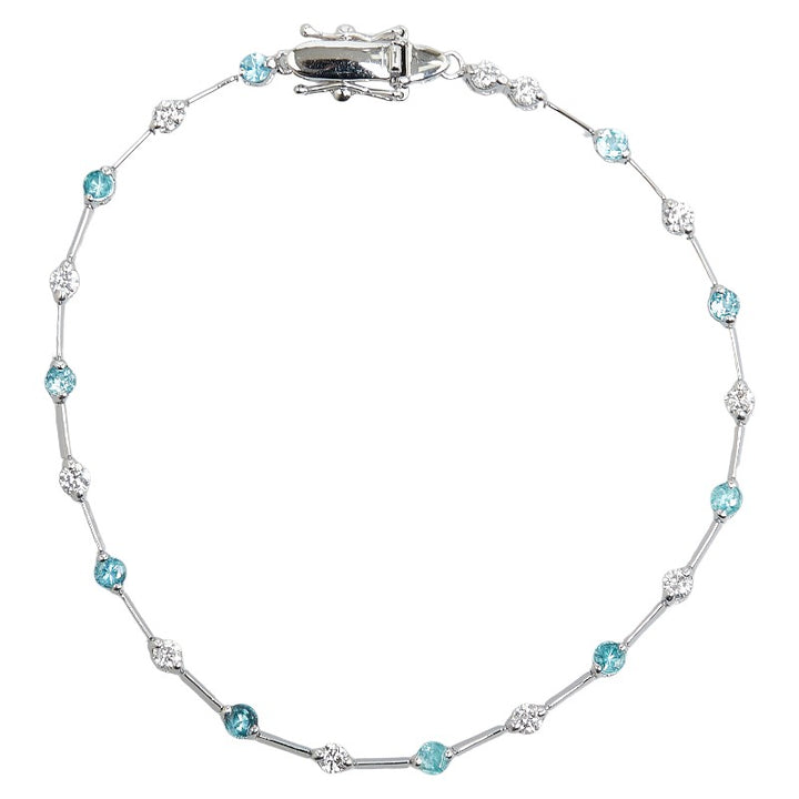 K18WG White Gold Aquamarine 0.62ct Diamond 0.715ct Bracelet