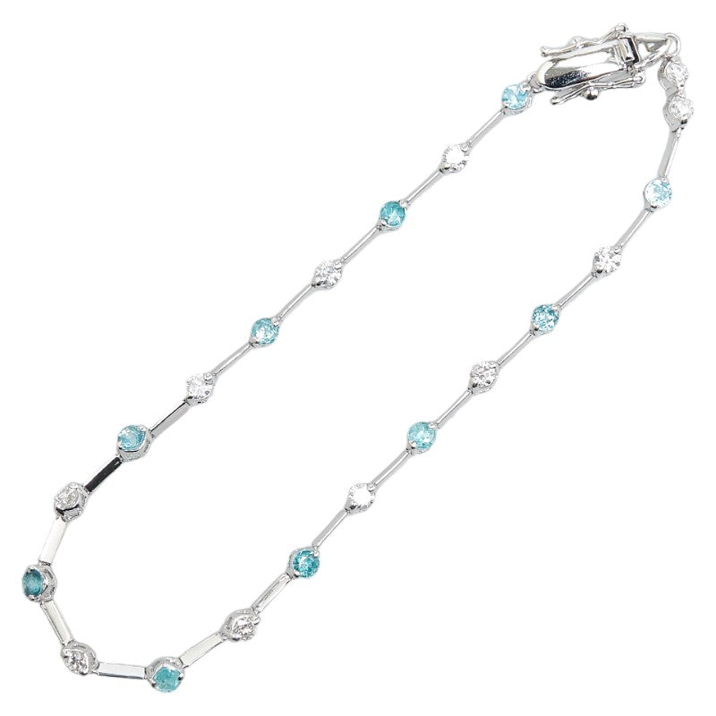 K18WG White Gold Aquamarine 0.62ct Diamond 0.715ct Bracelet