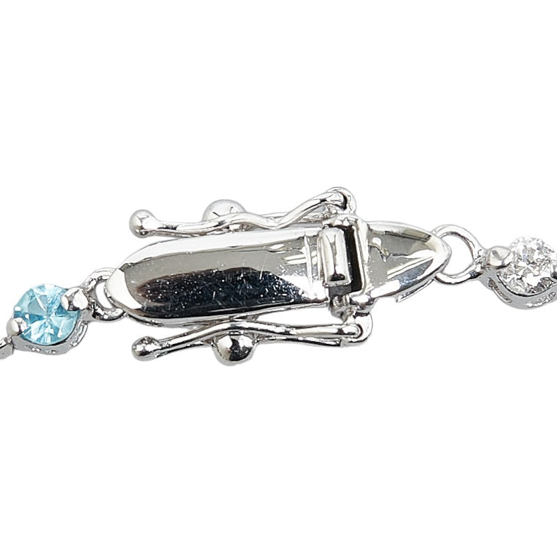 K18WG White Gold Aquamarine 0.62ct Diamond 0.715ct Bracelet