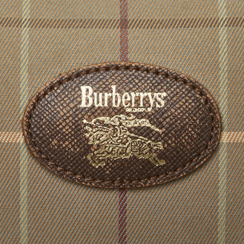 Burberry Canvas Leather Check Shoulder Bag in Very Good Condition