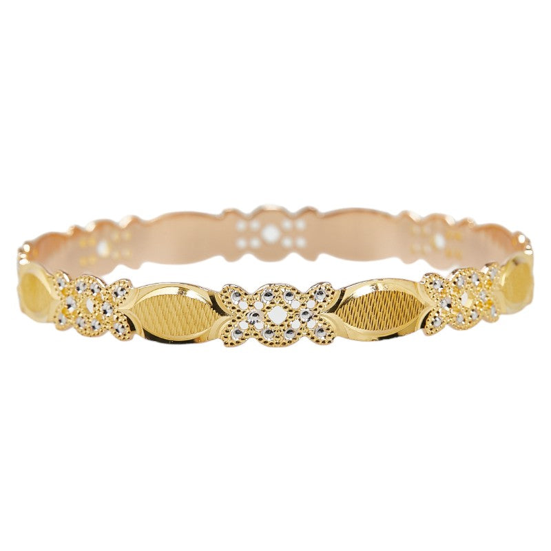 K21 Gold Clover Four-Leaf Motif Bangle 19.5cm