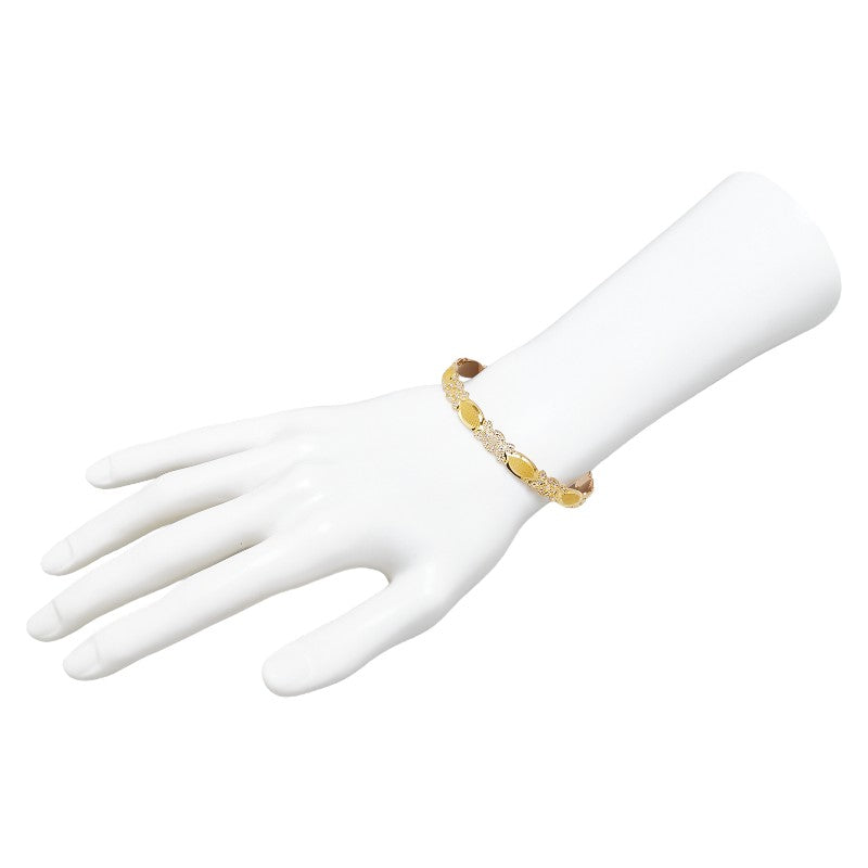 K21 Gold Clover Four-Leaf Motif Bangle 19.5cm