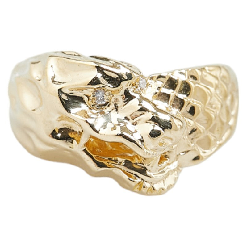 K18YG Yellow Gold Diamond Dragon Motif Ring 10.5