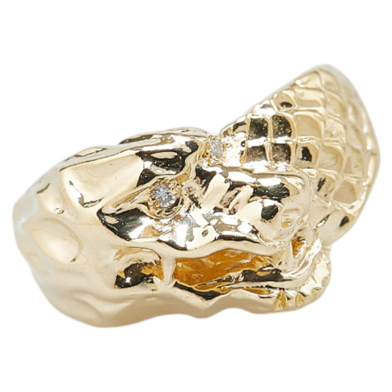 K18YG Yellow Gold Diamond Dragon Motif Ring 10.5