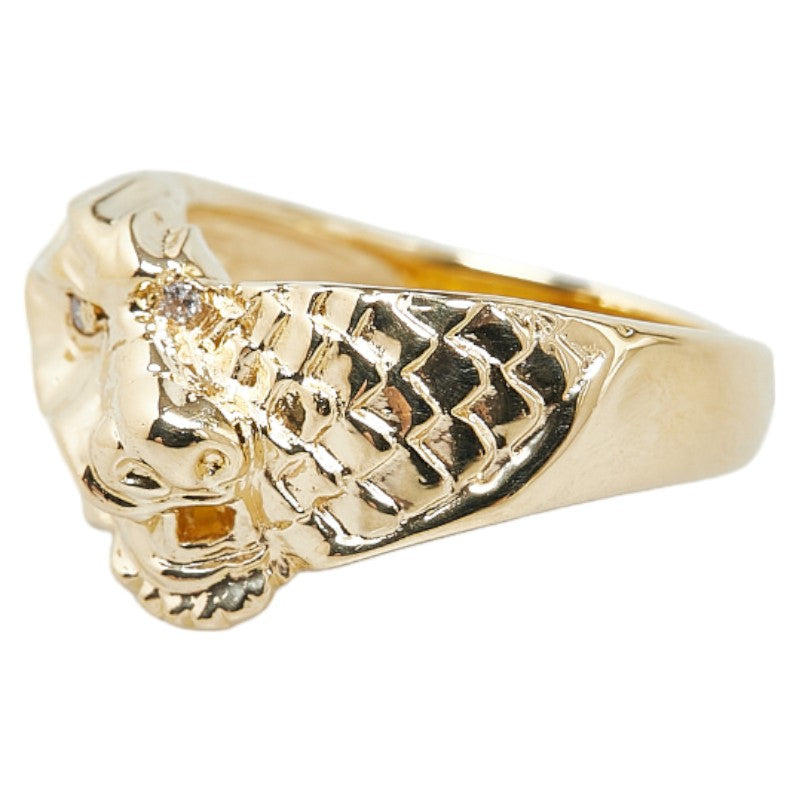 K18YG Yellow Gold Diamond Dragon Motif Ring 10.5