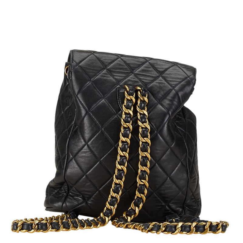 Chanel Matelasse Coco Mark Chain Backpack Black Lambskin