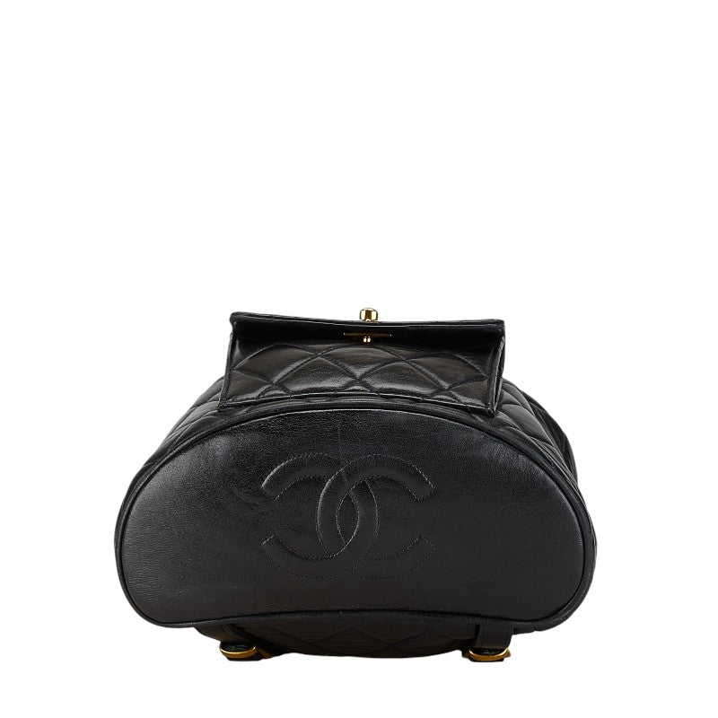 Chanel Matelasse Coco Mark Chain Backpack Black Lambskin