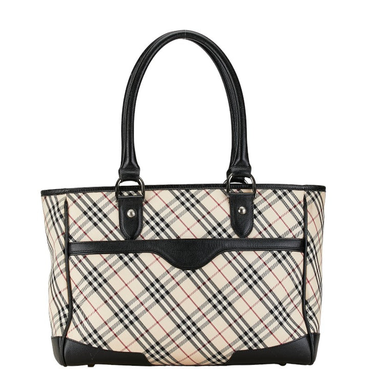 Burberry Nova Check Canvas Leather Handbag Tote in Very Good Condition