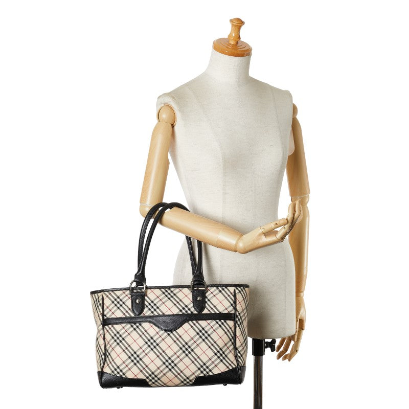 Burberry Nova Check Canvas Leather Tote Bag