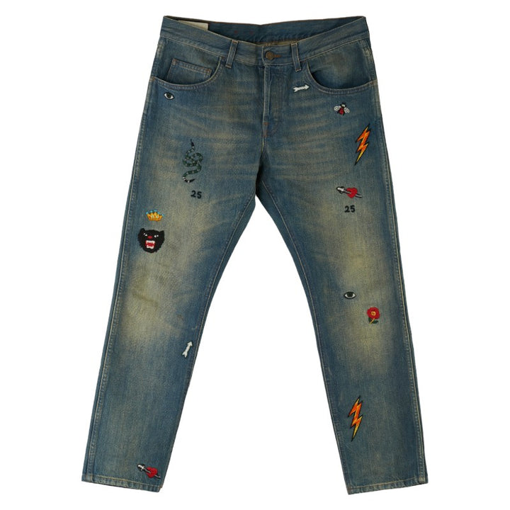 Gucci Symbol Tapered Denim Pants Cotton