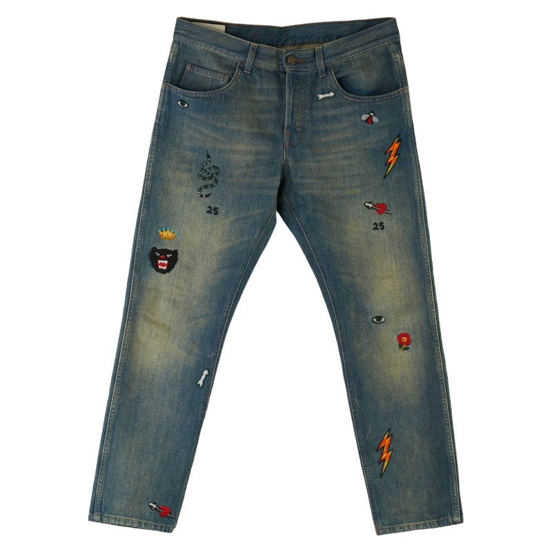 Gucci Cotton Symbol Tapered Denim Pants 34 408637 in Great Condition