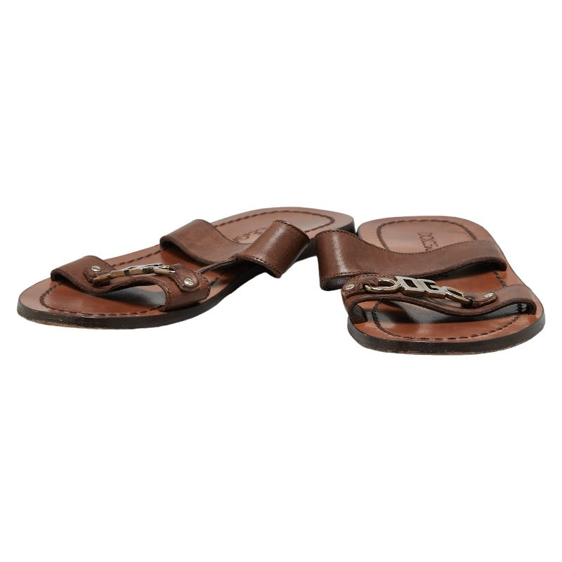 Dolce & Gabbana Leather Logo Sandals