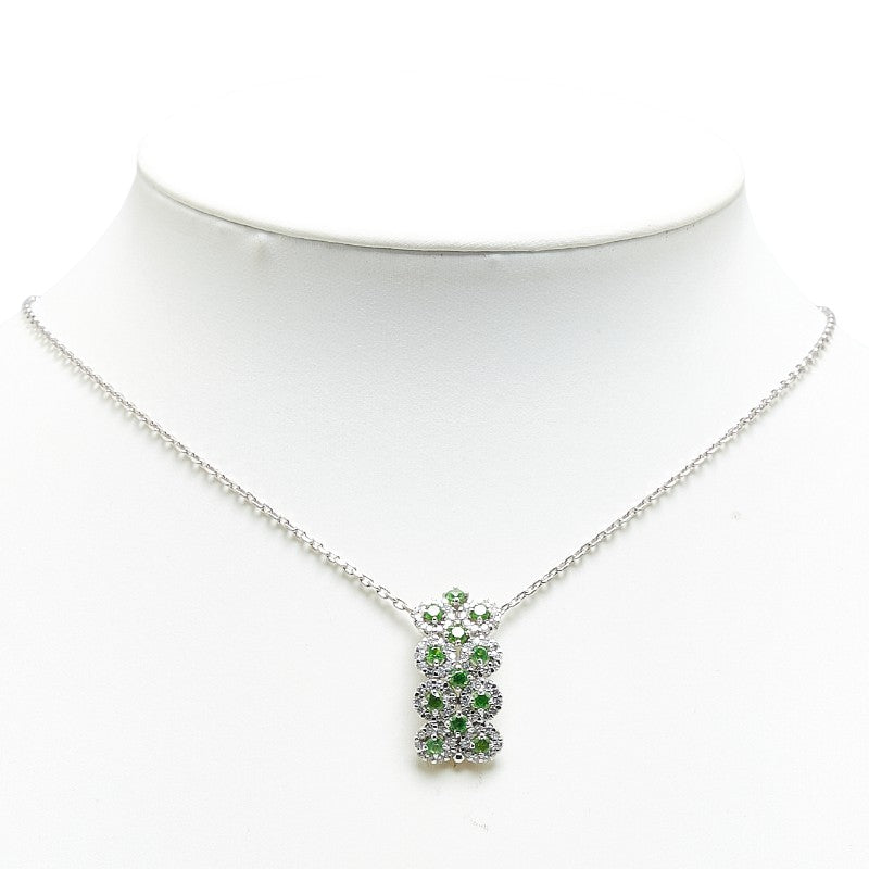 K18WG White Gold Green Garnet 1.34ct Diamond 0.85ct Pendant Necklace in Great Condition