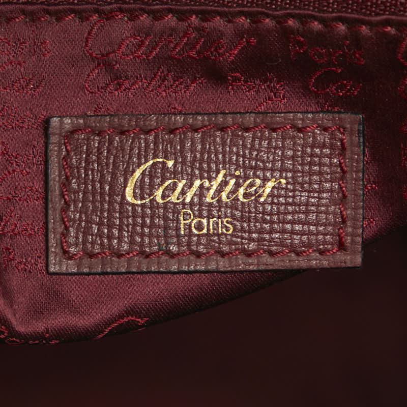 Cartier Leather Handbag Wine Red in Very Good Condition