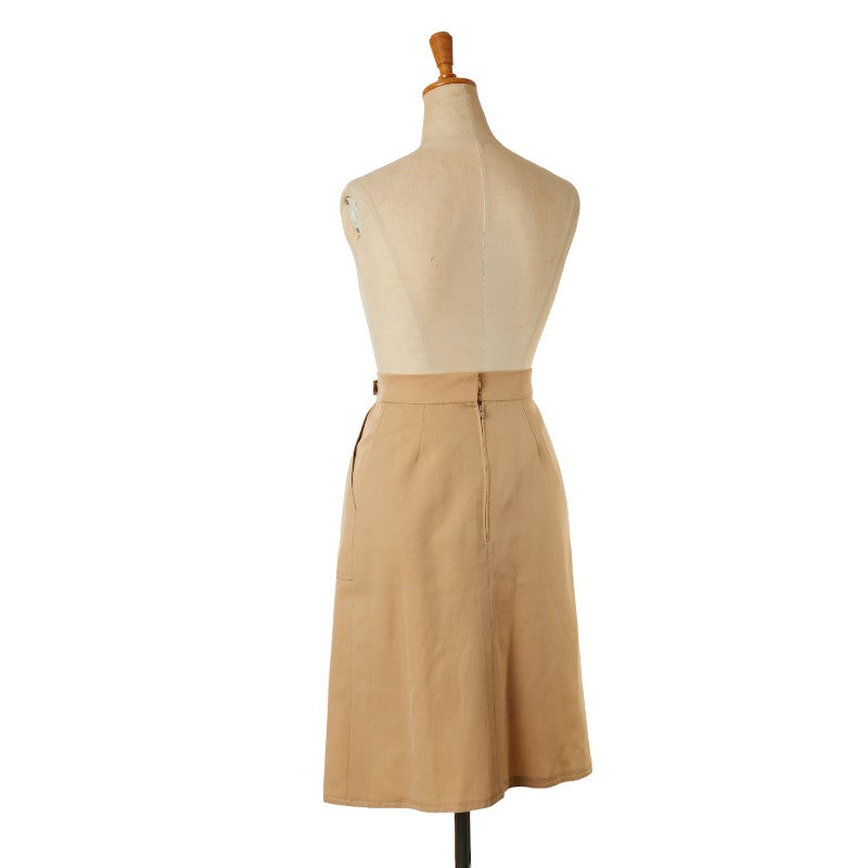 Hermes Wool Leather Skirt Beige in Very Good Condition