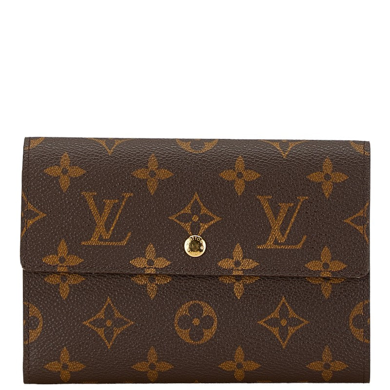 Louis Vuitton Monogram Trifold Wallet M61202 Brown PVC Leather in Great Condition