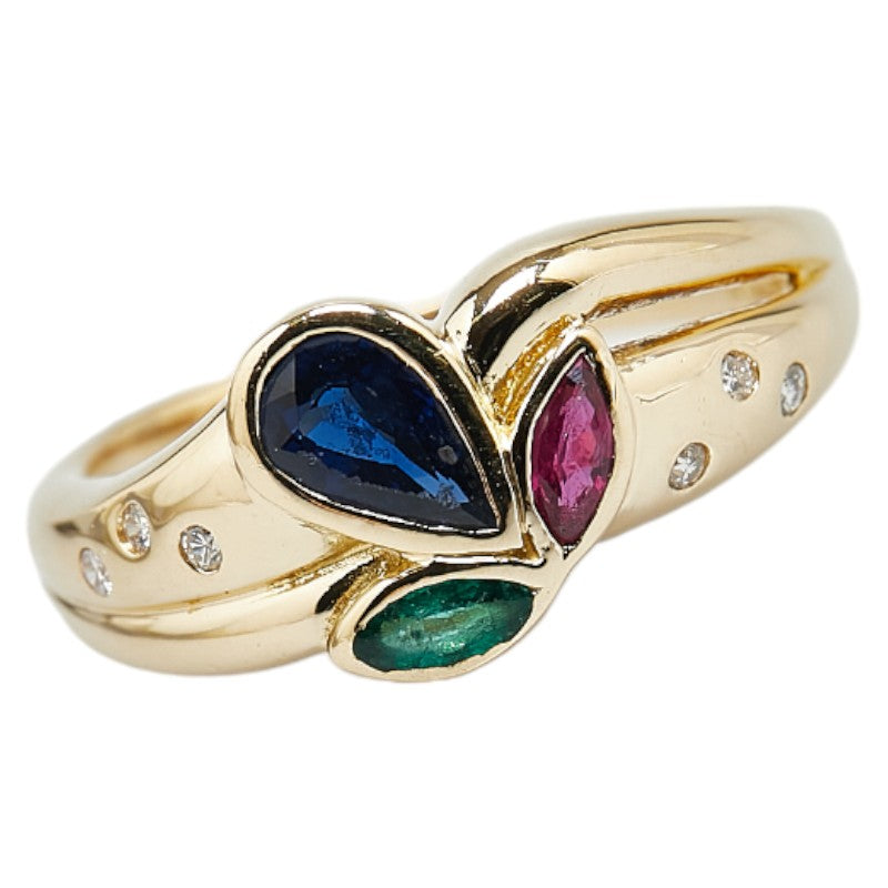 K18YG Yellow Gold Sapphire Ruby Emerald Ring