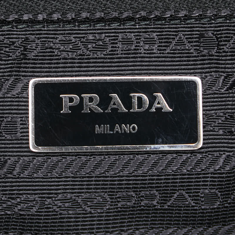 Prada Nylon Leather Logo Studs Tote Bag