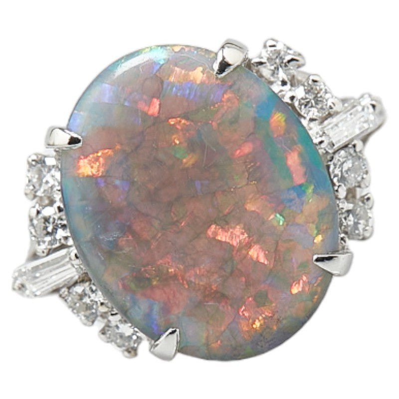 Pt900 Platinum Black Opal 2.84ct Diamond 0.26ct Ring