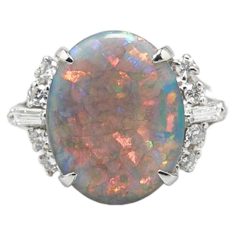 Pt900 Platinum Black Opal 2.84ct Diamond 0.26ct Ring