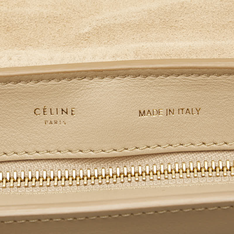 Celine Leather Trapeze Medium Shoulder Bag Beige Black