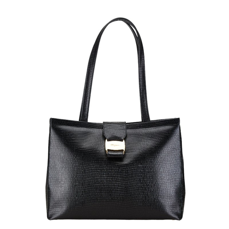 Salvatore Ferragamo Vara Croc Embossed Leather Tote Bag