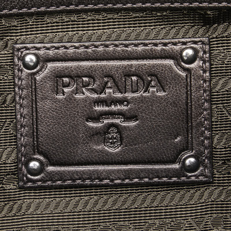 Prada Crimson Stripe Nylon Leather Tote Bag