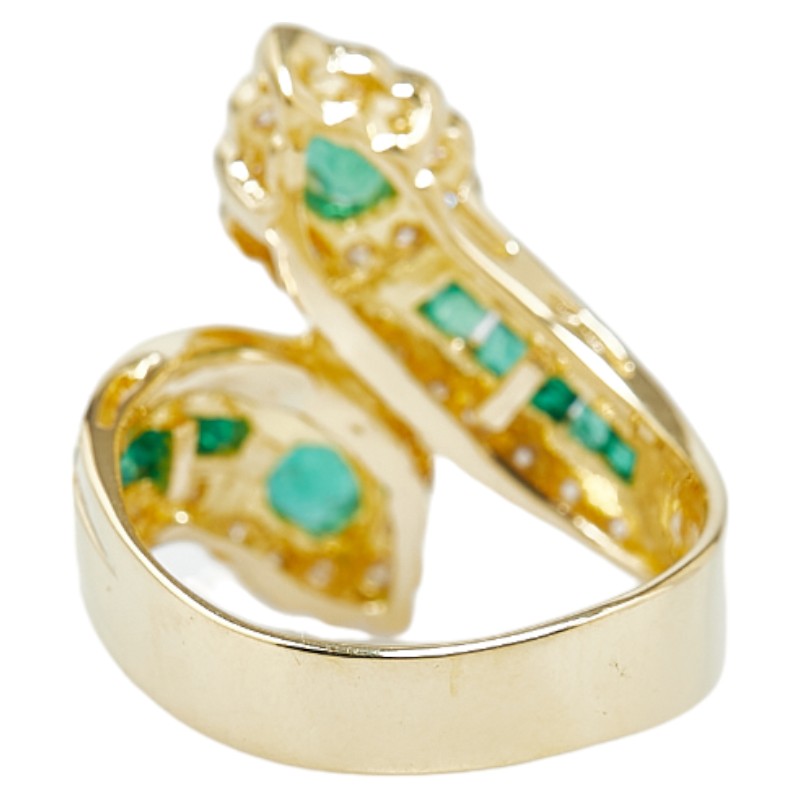 K18YG Yellow Gold Emerald 1.24ct Diamond 0.46ct Teardrop Ring