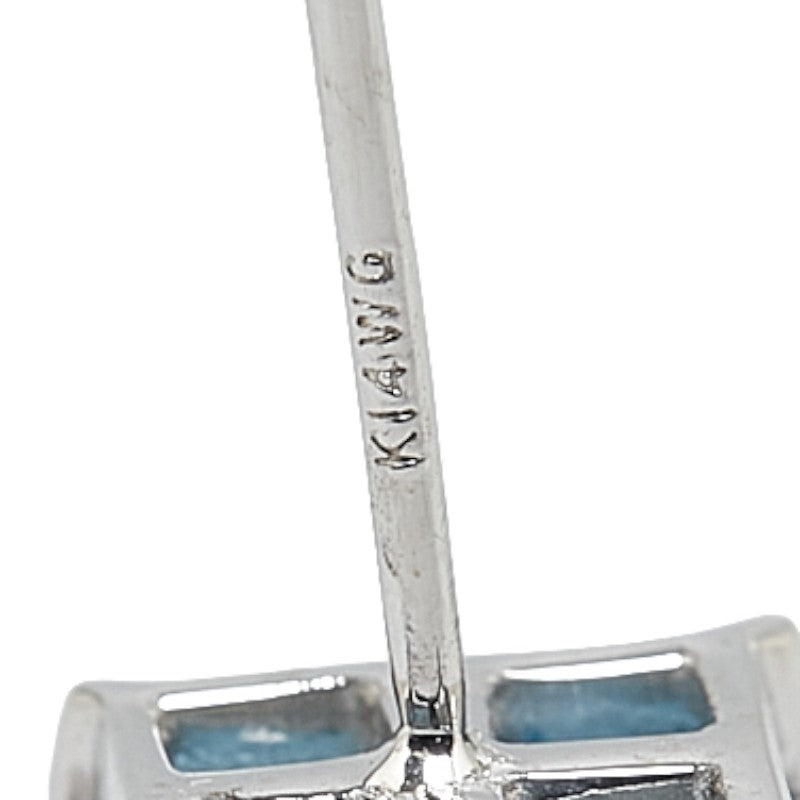 K14WG White Gold Blue Topaz Square Earrings in Excellent Condition