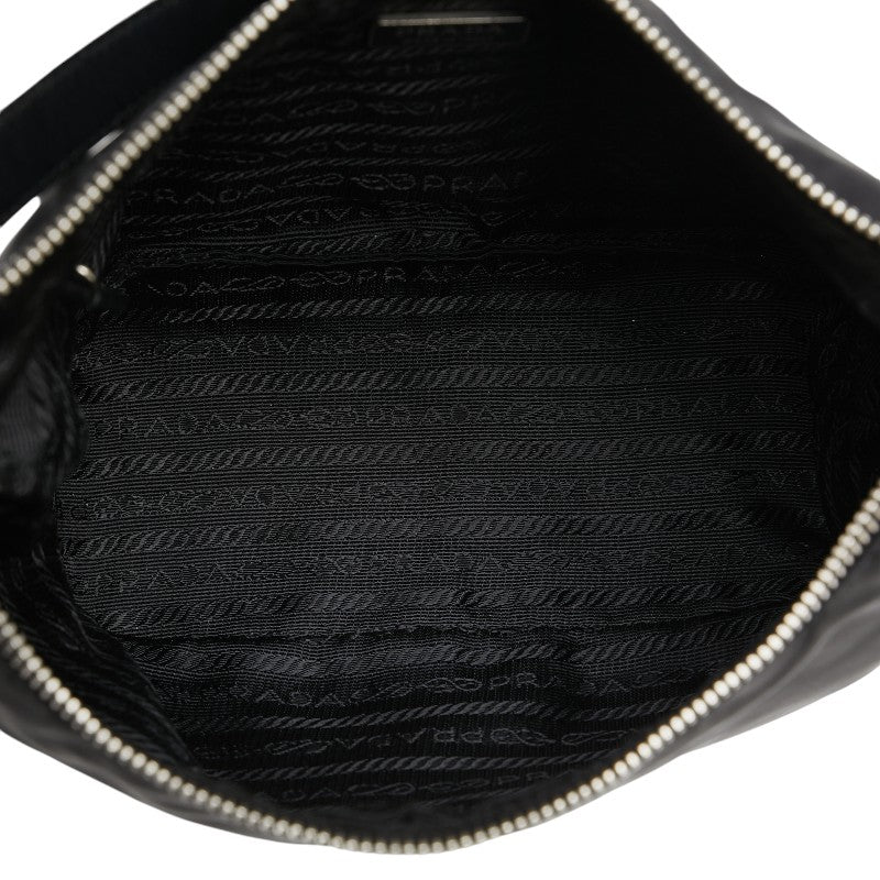 Prada Nylon Leather Mini Handbag Black in Very Good Condition