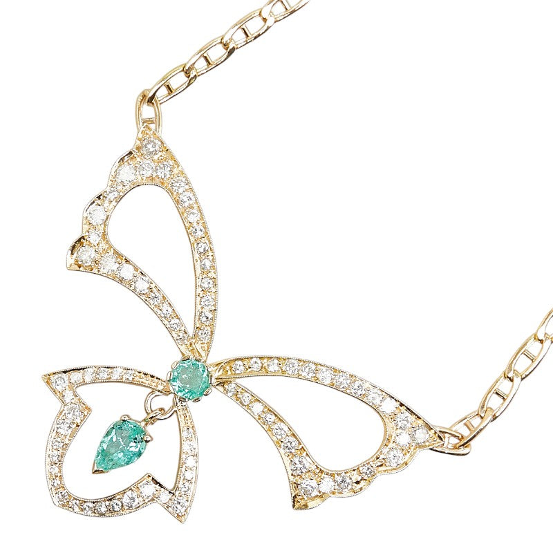 K18YG Yellow Gold Emerald Diamond Necklace