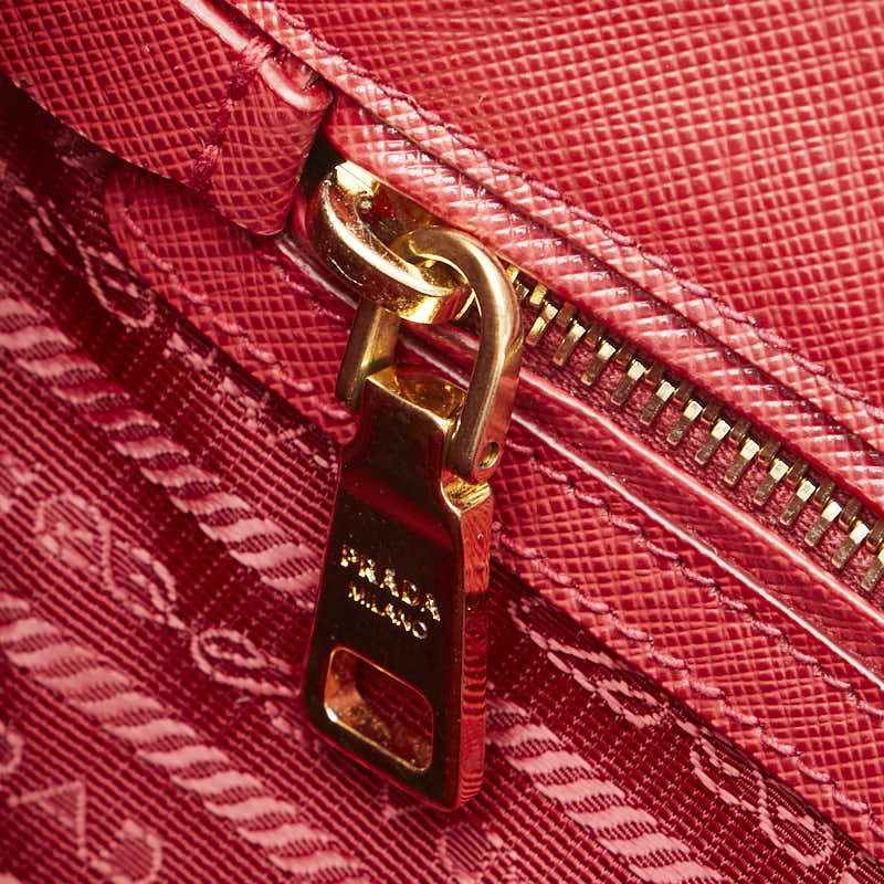 Prada Leather Logo 2WAY Handbag Red