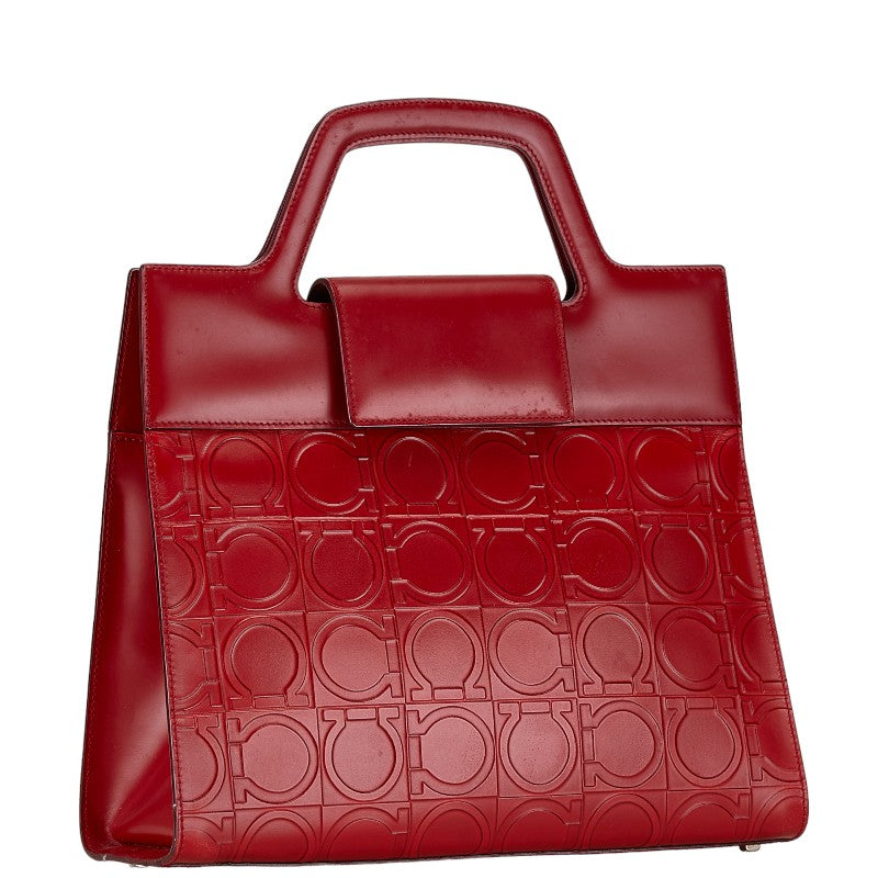 Salvatore Ferragamo Gancini Leather Handbag BW-21 1858 Red in Very Good Condition