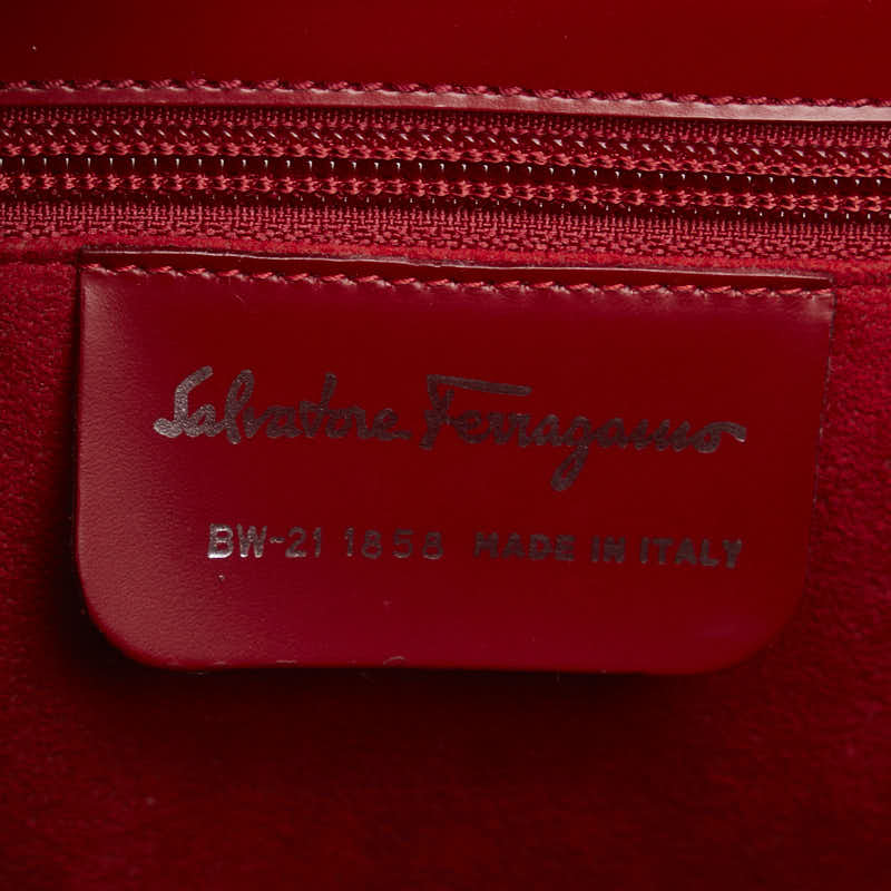 Salvatore Ferragamo Gancini Leather Handbag BW-21 1858 Red in Very Good Condition