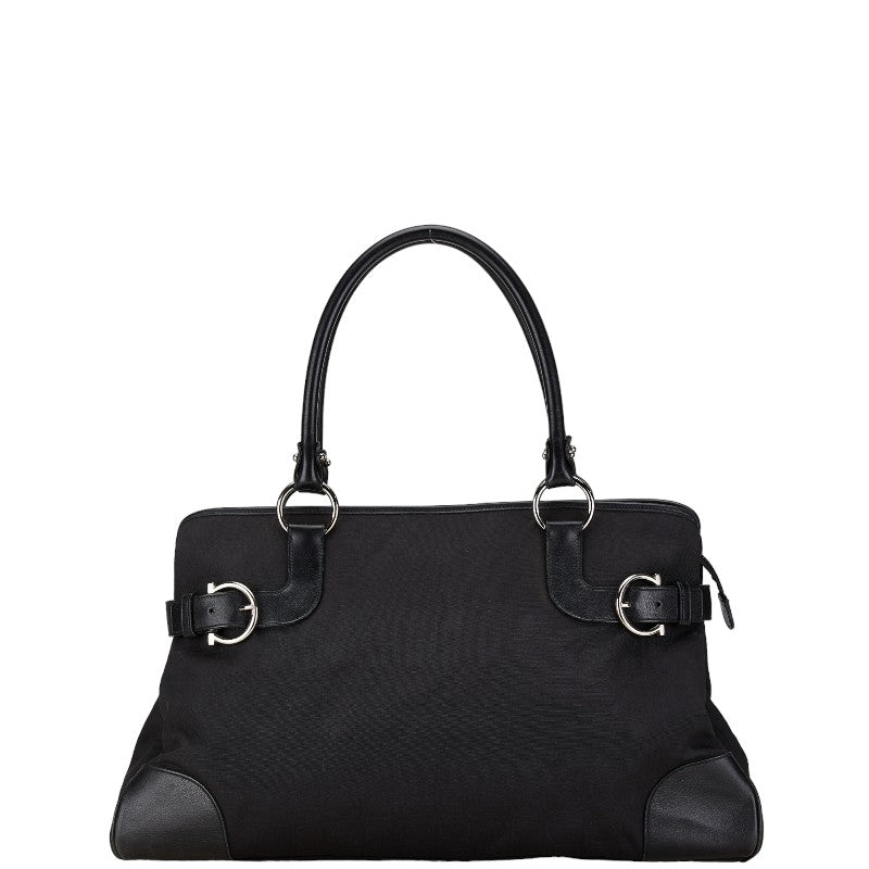 Salvatore Ferragamo Gancini Canvas Leather Tote Bag