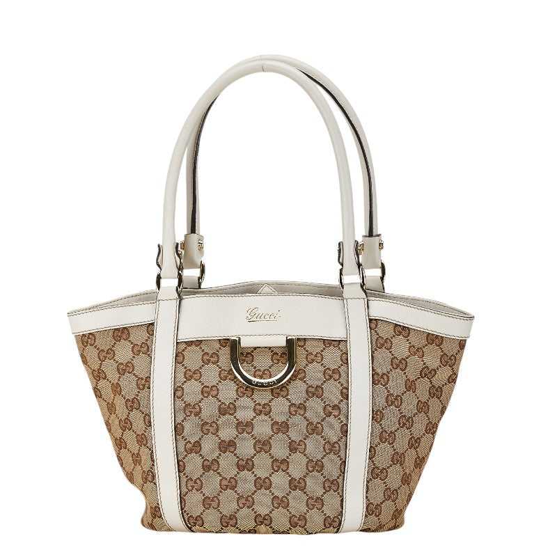 Gucci GG Canvas Abby Tote Bag 211983 Beige White