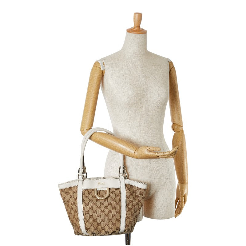 Gucci GG Canvas Abby Tote Bag 211983 Beige White