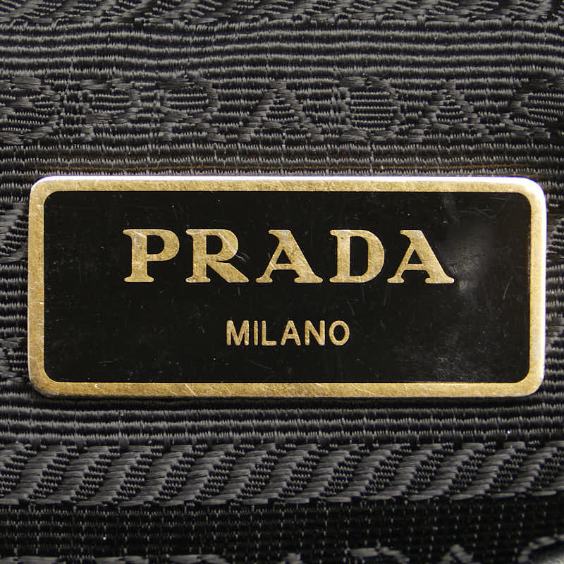 Prada Logo Jacquard Canvas Leather Shoulder Bag