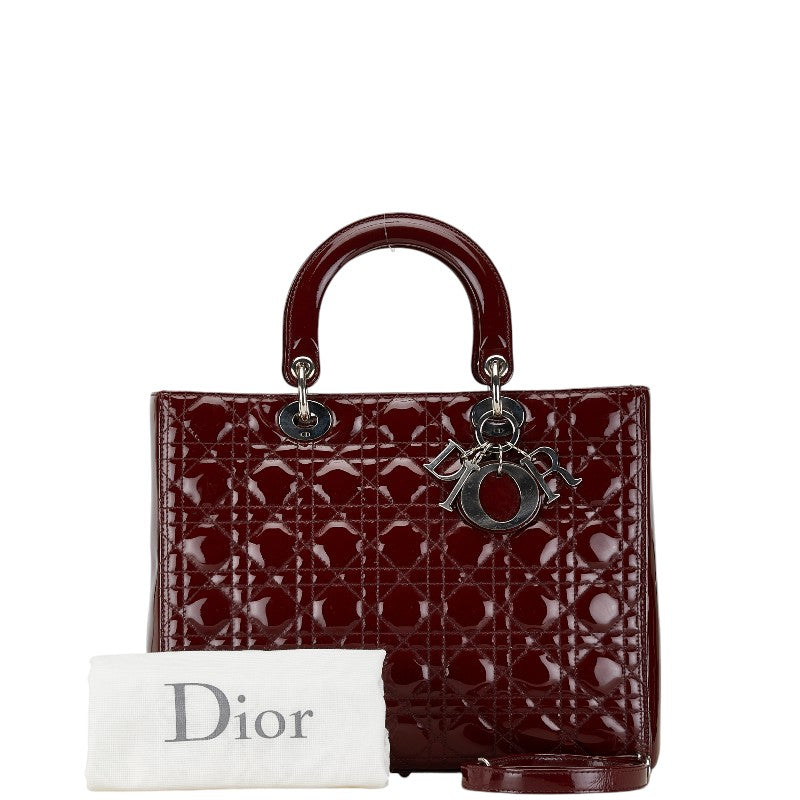 Dior Lady Dior Cannage Patent Leather Handbag in Very Good Condition