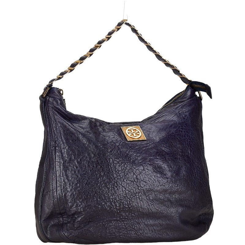 Tory Burch Leather Tote Bag Navy Gold