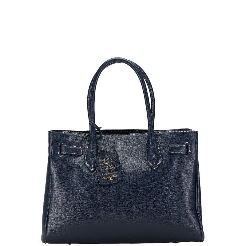 Samantha Thavasa Leather Tote Handbag Navy in Very Good Condition