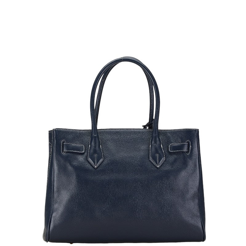 Samantha Thavasa Leather Tote Handbag Navy in Very Good Condition