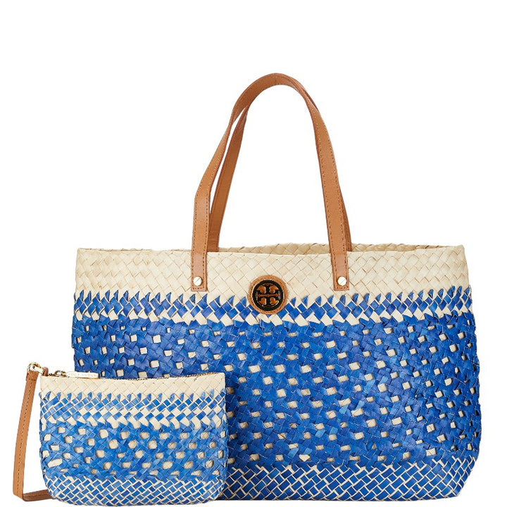 Tory Burch Raffia Leather Tote Bag