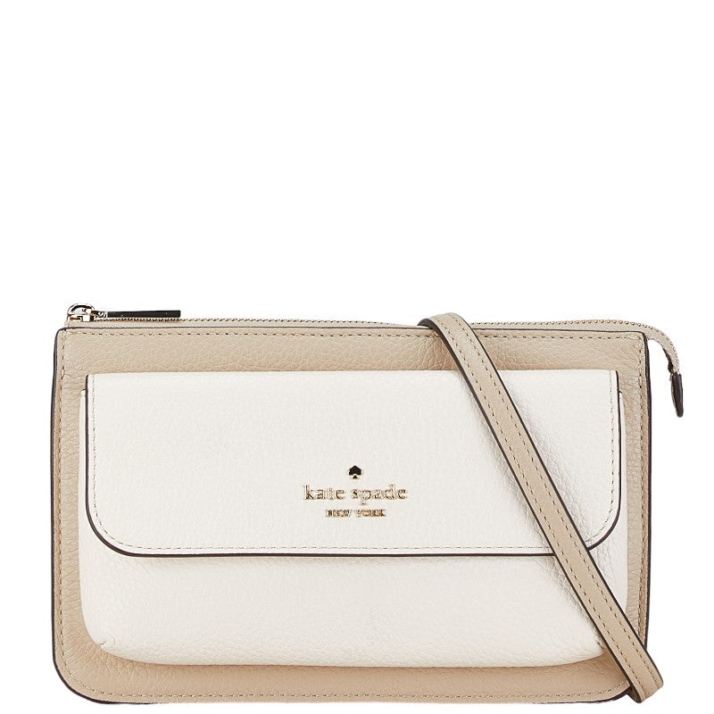 Kate Spade Leather Shoulder Bag Beige White in Great Condition