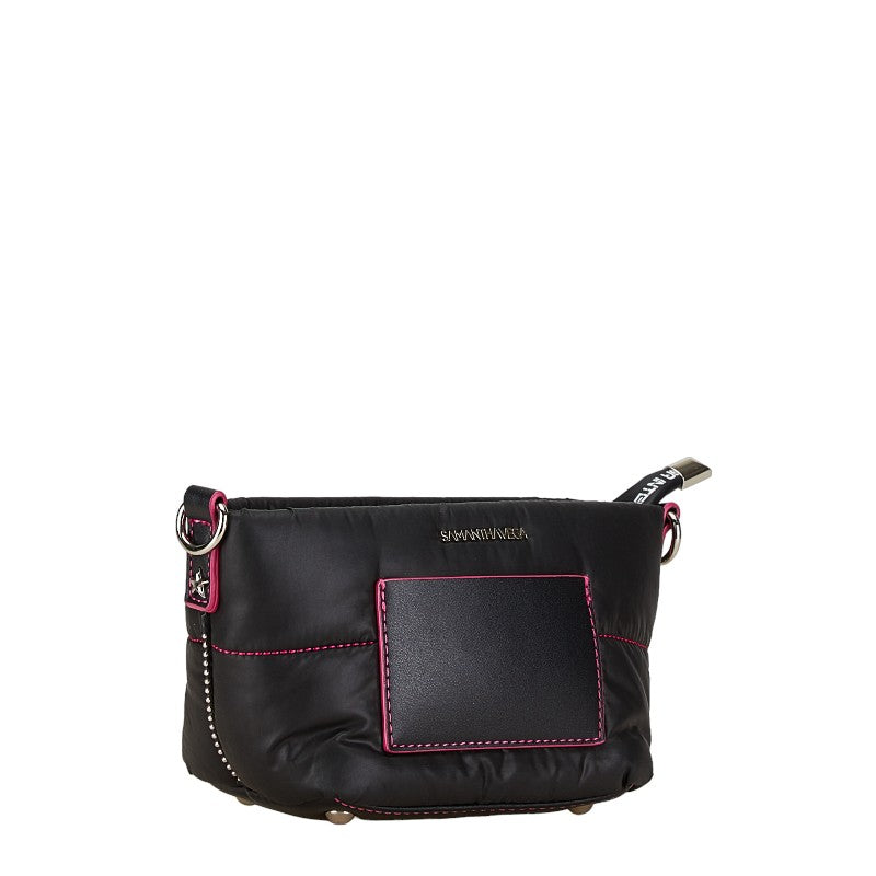 Samantha Vega Reversible Nylon Shoulder Bag Black