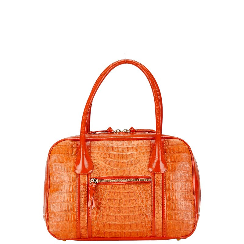 RODANIA Crocodile Enamel Tote Handbag Orange in Very Good Condition