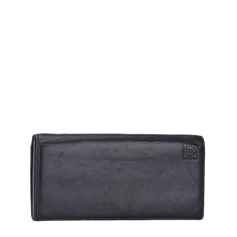 Loewe Anagram Leather Long Wallet Black Gray in Very Good Condition