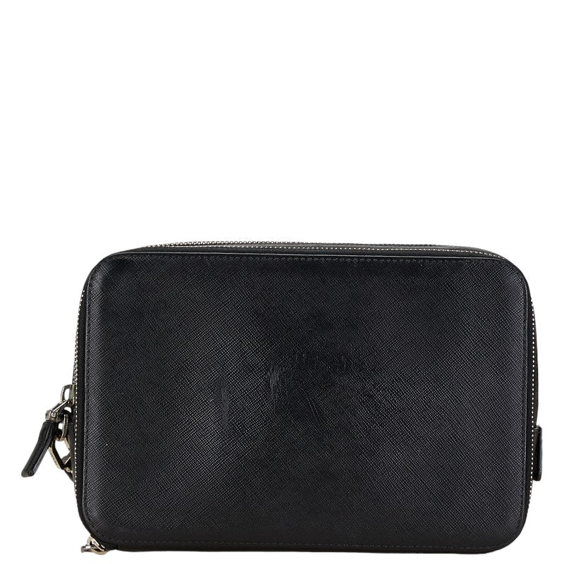 Prada Leather Triangle Logo Clutch Bag