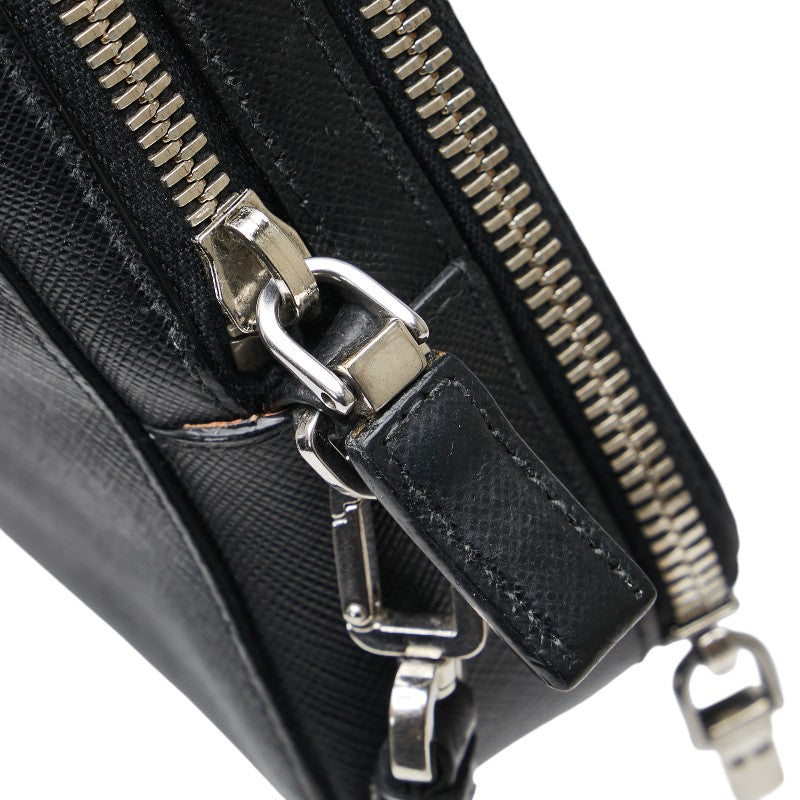 Prada Leather Triangle Logo Clutch Bag